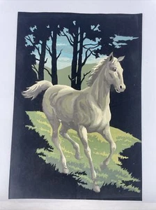 Vintage Paint By Number Horse Acrylic On Velvet 14” x 10” - Picture 1 of 7