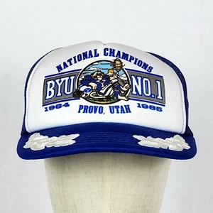 Vtg 1984 BYU National Champions No. 1 Graphic w/White Scrambled Eggs on Brim Hat - Picture 1 of 14