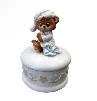 Oso de peluche vintage caja baratija Enesco 1982 Morgan Inc 12 cm Foto 1 de 4