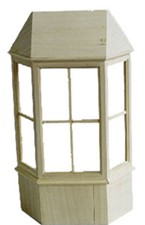 1:12 Scale Natural Finish Wooden Bay Window With Roof Tumdee Dolls House 128