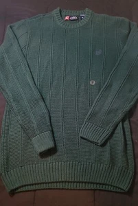 Chaps Men Green 100% Cotton Knit Sweater Size Medium New - Picture 1 of 9