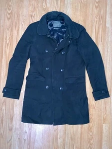 Zara Men's Black Jacket Trenchcoat Overcoat Coat Dress Suit Winter Large - Picture 1 of 6