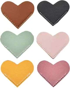 Leather Heart Bookmarks, Cute Corner Page Book Marks for Heart, Love (6 Pcs) - Picture 1 of 4