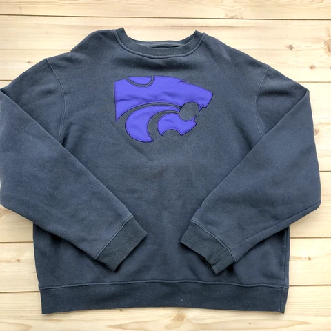 J.America Gray Regular Solid Embroidered KState Wildcats Sweatshirt Adult Size L Cover