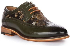 JUSTINREESS ENGLAND Ross Schnürer Blumenmuster Brogue Damen Formeller Schuh Grün - Bild 1 von 11