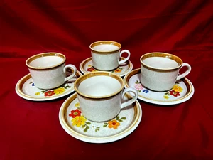 Mikasa Floribunda Stone Manor 8 Piece Set Of 4 Each Cups & Saucers Japan - Picture 1 of 3