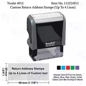 Custom Return Address Stamp-Trodat 4912 Self-inking Rubber Stamp - Picture 1 of 6