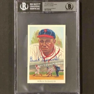 HOF Buck Leonard autograph signed 1989 Perez-Steele postcard BGS BAS Beckett - Picture 1 of 3
