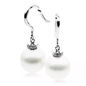 Orecchini perla coltivati d'acqua dolce 11 mm diamanti perle del Pacifico® ... - Foto 1 di 8