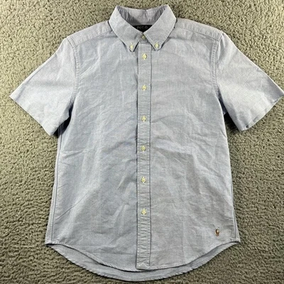 POLO RALPH LAUREN SHIRT YOUTH BOYS LARGE 14-16 BLUE BUTTON UP FLESH PONY COLLAR - Image 1 of 4