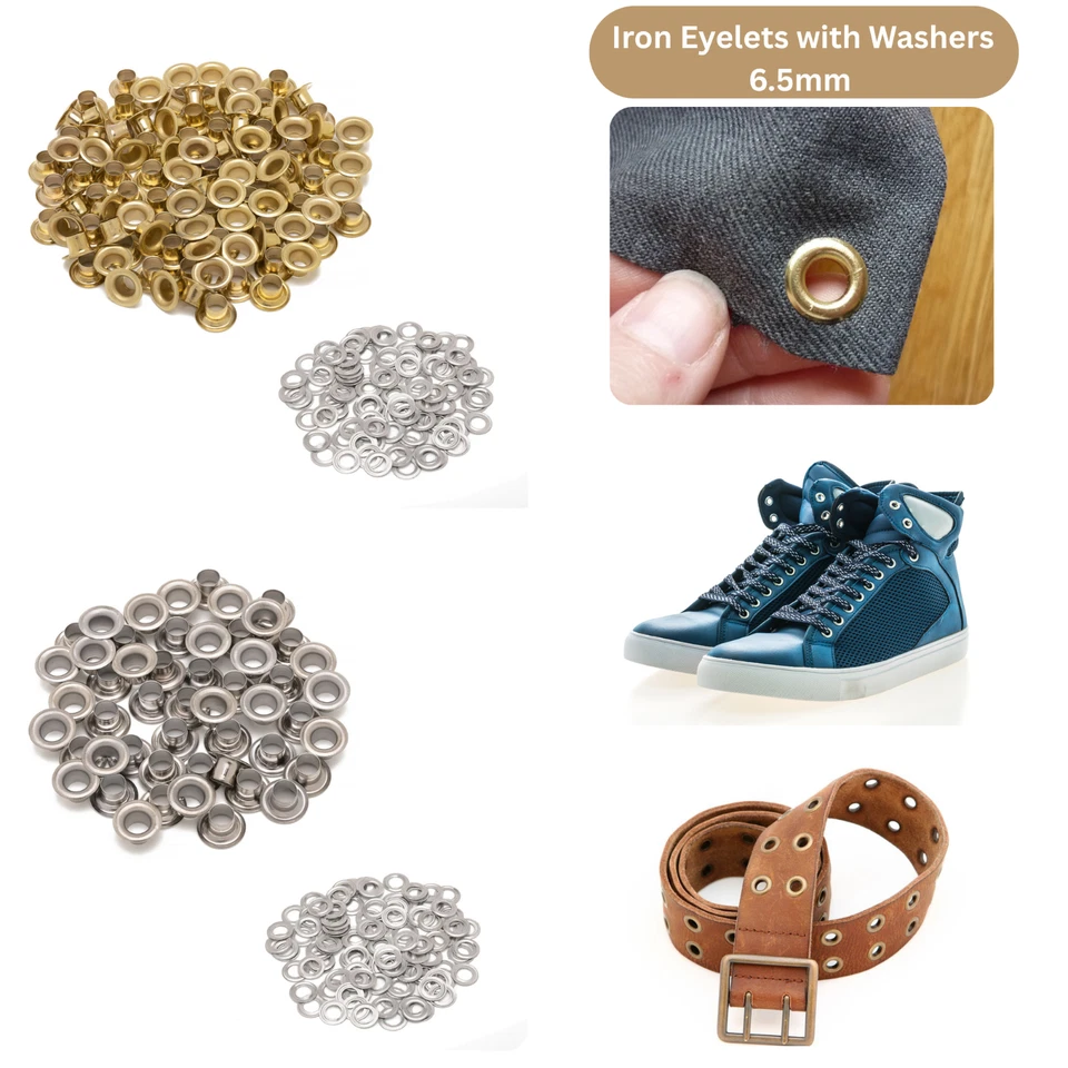 Ferro Occhielli con Rondelle 6.5mm Interno Foro – Argento/Oro per Artigianato - Immagine 1 di 1