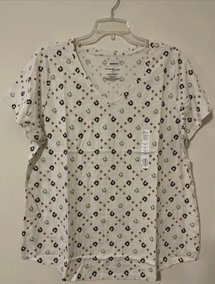 Sonoma Womens XXL White Vneck Short-Sleeved Cotton-Blend Tshirt NWT! A4259 - Image 1 of 4