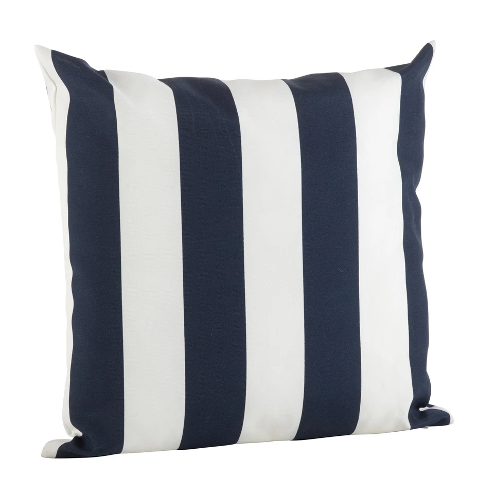 1902.BL17S Indoor/Outdoor Classic Awning Stripe Poly Filled Throw Pillow Blu...