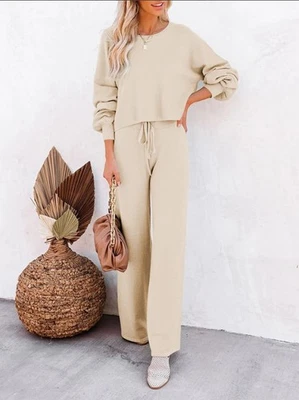 Conjunto de dos pantalones informales de manga larga color liso Foto 1 de 4