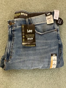 NWT Men’s Lee Extreme Motion MVP Straight Fit Tapered Leg Blue Jeans Sz 46”x32” - Picture 1 of 11