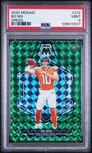 2024 Panini Mosaic #312 Bo Nix Green PSA 9 - Picture 1 of 2