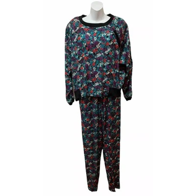 Conjunto de pantalones elásticos vintage Carole Little St. Tropez Boho Art to Wear bolsillos Foto 1 de 4