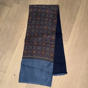 VINTAGE AUTHENTIC CHRISTIAN DIOR MEN SILK/WOOL DOUBLE SIDED SCARF 54" x 10.5" - Picture 1 of 8