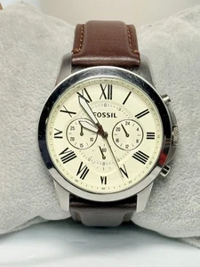 Fossil Grant Chronograph Brown Leather Watch - Tested & Working - Picture 1 of 7