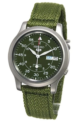 Seiko 5 Sports Green Dial Military, Green Nylon Strap, Men's Watch 7S26-02J0 NEW - Image 1 of 4