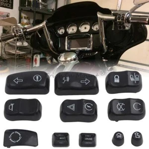 Black Hand Control Switch Housing Button Caps for Harley Road Glide FLTRX 15-22 - Picture 1 of 19