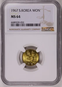 1967 South Korea 1 Won - NGC MS 64 - Picture 1 of 2