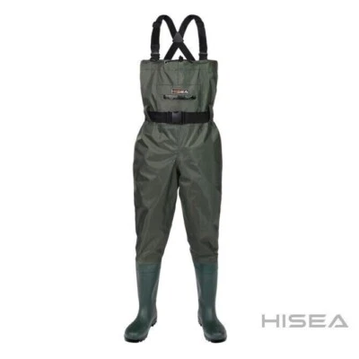 HISEA Green PVC Fishing Waders Men's (US Size 8M / 10W) - Image 1 of 4