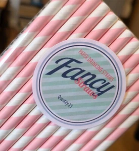 Eco Friendly Fancy Paper Straws PINK SPIRALS Pack of 25 - Picture 1 of 4