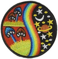 2 pcs mushroom retro 70's hippie love peace embroidered applique iron-on patc BH
