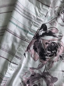Reversible Duvet Cover & Pillowcase floral Pink Purple roses on White-Or Stripes - Picture 1 of 6