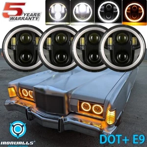 4PCS 5 3/4" 5.75 Projector Round LED Headlights Sealed Hi/Lo Beam DRL Ring Bulbs - Picture 1 of 12