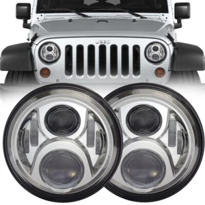 Eagle Lights Chrome 7" LED Projection Headlight Kit for Jeep Wrangler JK JKU TJ - Picture 1 of 10