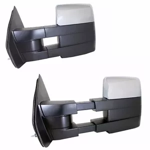 Chrome Towing Power Heated Pair Tow Mirrors Signal puddle For 07-14 Ford F150 - Foto 1 di 9