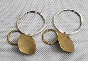 Vintage Marjorie Baer MB SF Silver Brass Dangle Stud Earrings  - Picture 1 of 3