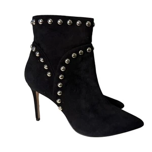 Schutz Schutz Lilly Studded Suede Heeled Ankle Booties Black Whimsy Goth 8.5B - Picture 1 of 9