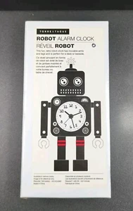 Torre & Tagus Robot Alarm Clock Customizable Charming Futuristic Metal White - Picture 1 of 6