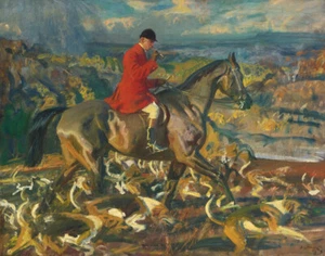 Sir Alfred James Munnings The Huntersman And His Hounds Canvas Print 16 x 20 - Picture 1 of 5