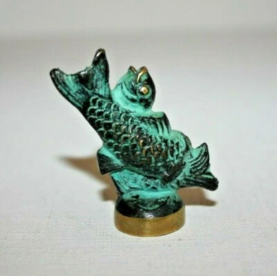 2 Fische Bronze 64g Messing Tier Figur Bosse Baller Sternzeichen alt vintage  - Bild 1 von 4