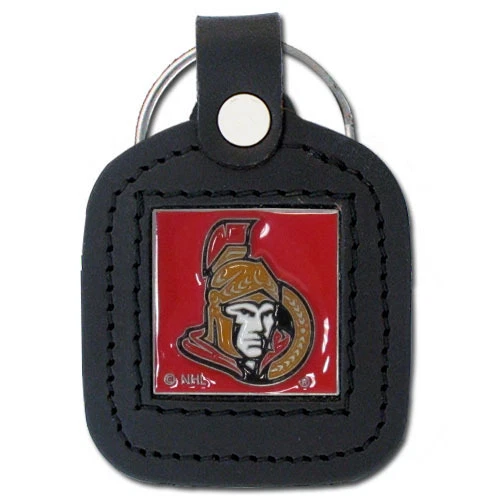Ottawa Senators Square Leather Keychain [NEW] Enamel Key Chain Ring NHL - Image 1 of 1