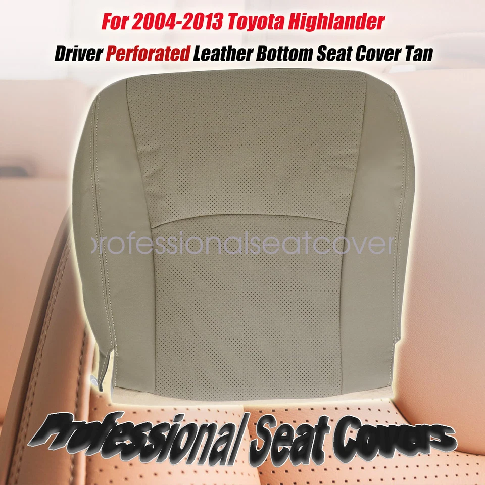 2004 2005 2006 2007 For Toyota Highlander Driver Bottom Leather Seat Cover Tan - Image 1 of 4