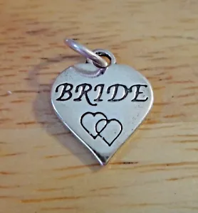 Sterling Silber 16x14mm Hochzeit sagt Braut auf Herz Charm - Bild 1 von 3