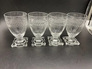 4 Seneca Laurel Square 3 oz. Footed Tumblers 3 3/4" EUC - Picture 1 of 4