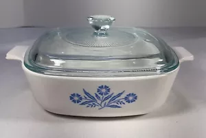 CorningWare blaue Kornblume 1 qt blauer Stempel Auflauf mit Pyrex A7c Deckel - Bild 1 von 22