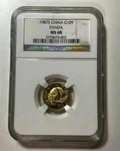 1987S Gold China Panda 10 Yuan NGC MS 68 1/10oz G10Y FREE SHIP NEAR PERFECT SLAB - Picture 1 of 4