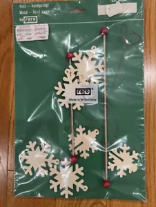 Juguete artístico de copo de nieve de madera vintage hecho en Alemania Occidental Nuevo de Lote Antiguo - Imagen 1 de 5