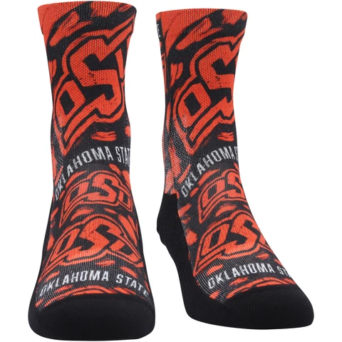 Youth Rock Em Socks Oklahoma State Cowboys Allover Logo & Paint Crew Socks Cover