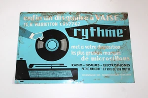 Plaque Tôle Publicitaire Ancienne Disque Vinyle Pathé Marconi Vintage A 60 Vaise - Picture 1 of 2