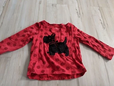 Toughskins Girls Mix and Match Red Polka Dot Scottie Dog Shirt Long Sleeve Sz 2T - Image 1 of 4