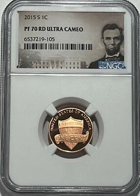 2015 S NGC PF70 RD Ultra Cameo Proof Lincoln Penny Shield One Cent 1c Portrait - Image 1 of 3