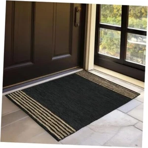 Jute Area Rug 3x5ft- Natural Fibre Black Rectangular 3x5 ft Natural Black- 20 - Picture 1 of 7